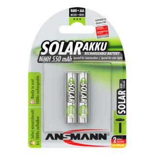 Piles rechargeables préchargées SOLAR NiMH AAA HR03 1.2V 550mAh BL2 ANSMANN