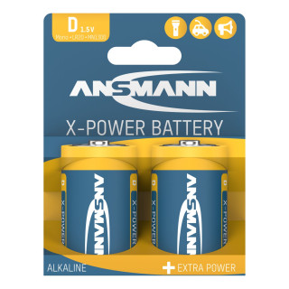 Piles LR20 D Alcalines X-Power 18000mAh BL2 ANSMANN