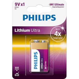 PILE 9V LITHIUM ULTRA 950mAh BL1 PHILIPS