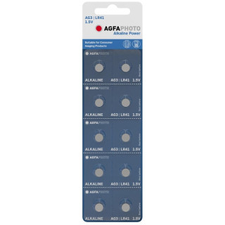 10 Piles Bouton AG3 LR41 Alcalines 36mAh 1.5V AgfaPhoto