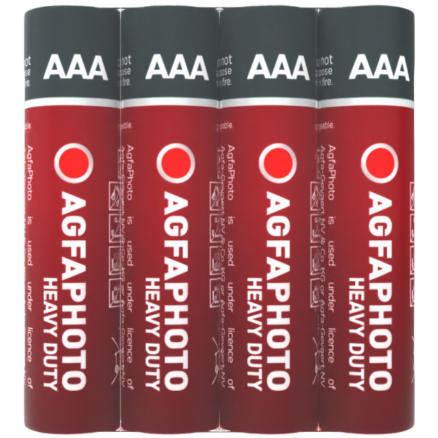 4 Piles Salines AAA LR03 Heavy Duty Shrink 1.5V 160mAh Agfa