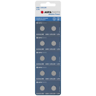 10 Piles Bouton AG8 LR1120 Alcaline Power 42mAh 1.5V AgfaPhoto