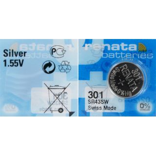 PILE SR1142SW SR43 301 OXYDE ARGENT 1.55V 130mAh RENATA