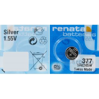Pile 377 SR626SW Oxyde d'Argent 1.55V 28mAh RENATA