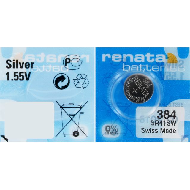 PILE 384 SR41 SR736SW OXYDE ARGENT 1.55V 45mAh RENATA