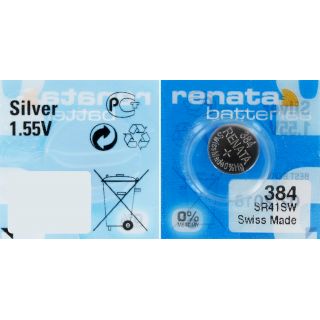 PILE 384 SR41 SR736SW OXYDE ARGENT 1.55V 45mAh RENATA