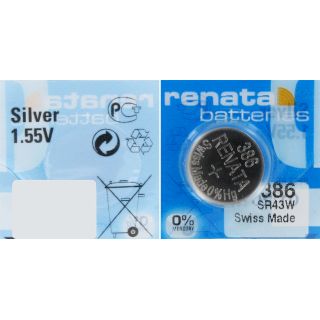PILE SR43 SR1142W OXYDE ARGENT 386 1.55V 130mAh RENATA