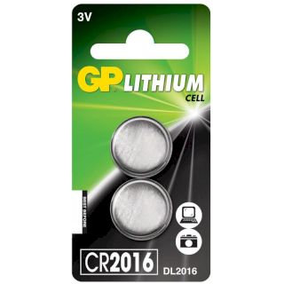 2 Piles Bouton CR2016 Lithium 3V 90mAh GP
