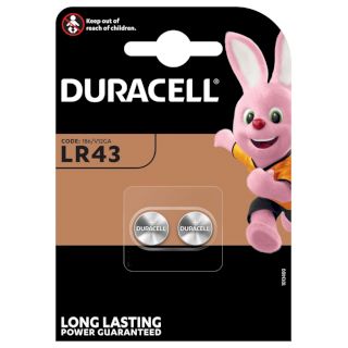 2 Piles LR43 V12GA Alcaline 1.5V 105mAh Duracell