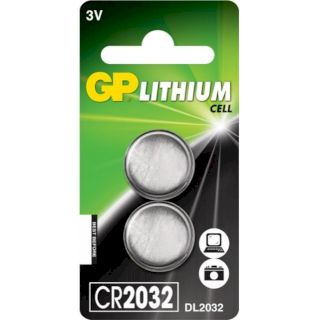 2 Piles Bouton CR2032 Lithium 3V 220mAh GP