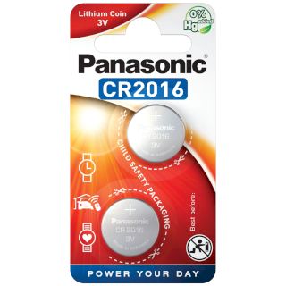 2 Piles Bouton CR2016 Lithium 3V 90mAh Panasonic