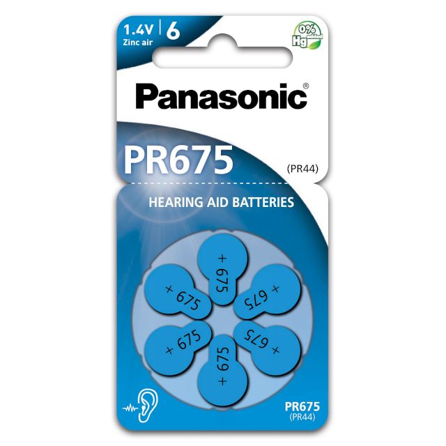 PILES 675 PR44 AUDITIVES 1.40V 605mAh BL6 PANASONIC