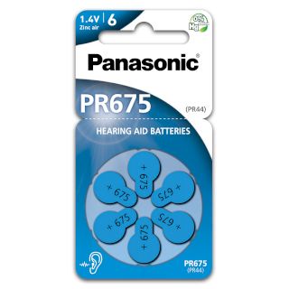 PILES 675 PR44 AUDITIVES 1.40V 605mAh BL6 PANASONIC