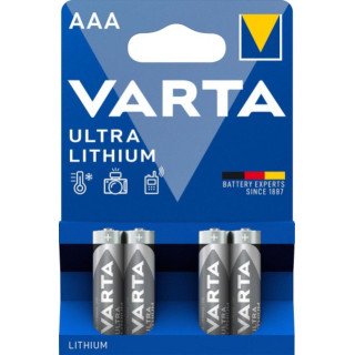 4 Piles AAA HR03 Lithium 1.50V 1100mAh Varta