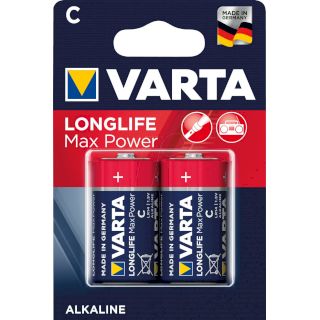 2 Piles C LR14 Alcalines Longlife Max Power Baby 7800mAh Varta