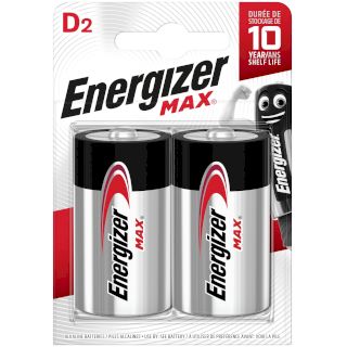 2 Piles LR20 D Alcaline Max 1.5V Energizer