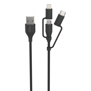 Câble de Recharge 3en1 (Micro-USB, USB-C, Lightning) 120cm Ansmann