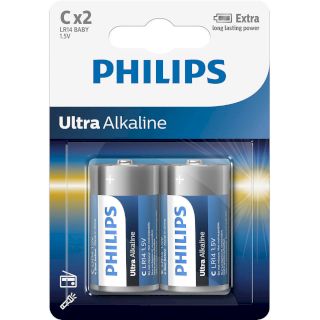 2 Piles LR14 C Ultra Alcaline 1.5V Philips