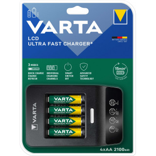 Chargeur LCD Ultra Fast Charger Plus + 4 Piles AA NiMH 2100 mAh VARTA
