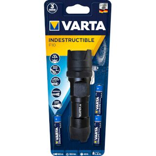 Torche LED Indestructible F10 Avec 3 Piles AAA Longlife Power Varta