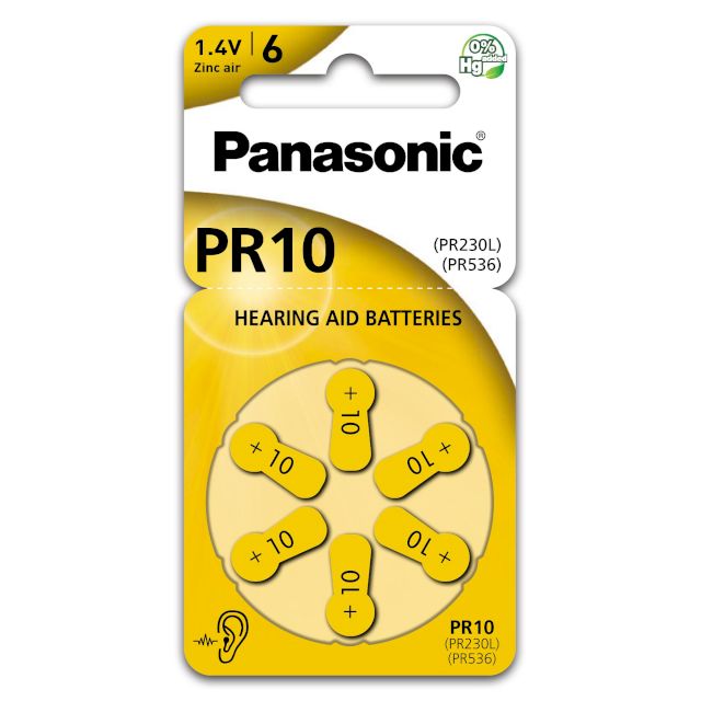 PILES PR10 AUDITIVES 1.45V 100mAh BL6 PANASONIC