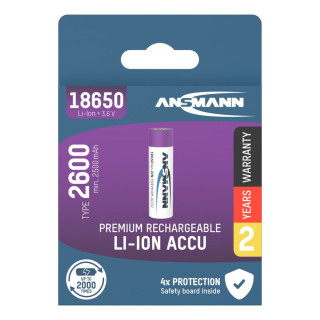 ACCU Li-Ion 18650 RECHARGEABLE 3.6V 2600mAh BL1 ANSMANN