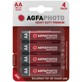 4 Piles Salines AA R6 Heavy Duty Premium 1.5V 460mAh Agfa