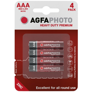 4 Piles Salines AAA LR03 Heavy Duty Premium 1.5V 160mAh Agfa