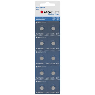 10 Piles Bouton AG5 LR754 Alcaline Power 64mAh 1.5V AgfaPhoto