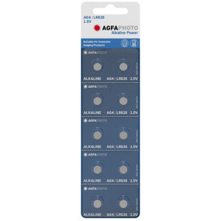 10 Piles Bouton AG4 LR626 Alcaline Power 18mAh 1.5V AgfaPhoto