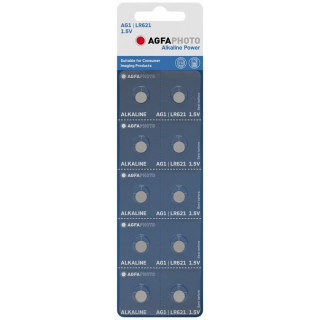 10 Piles Bouton AG1 LR621 Alcalines 12mAh 1.5V AgfaPhoto