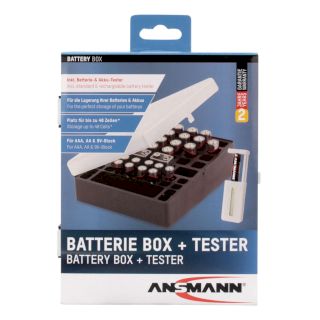 Boite de rangement pour piles 275x170x37mm avec testeur de piles ANSMANN