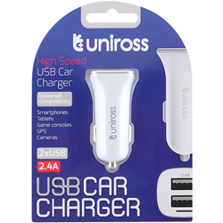 CHARGEUR ALLUME-CIGARE POUR ENTREE 2x USB 2.4A UNIROSS
