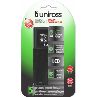 Chargeur PRO multi-format Nimh Lion Nicd 12V 1A ou 5V 2A UNIROSS