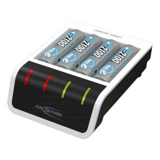 Chargeur rapide avec entree USB pour 1-4 batteries NiMH de taille Micro AAA - Mignon AA + 4x AA 2100mAh ANSMANN