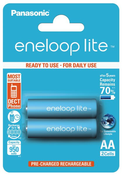 Piles Rechargeables Eneloop Lite AA HR6 1.2V 950mAh BL2