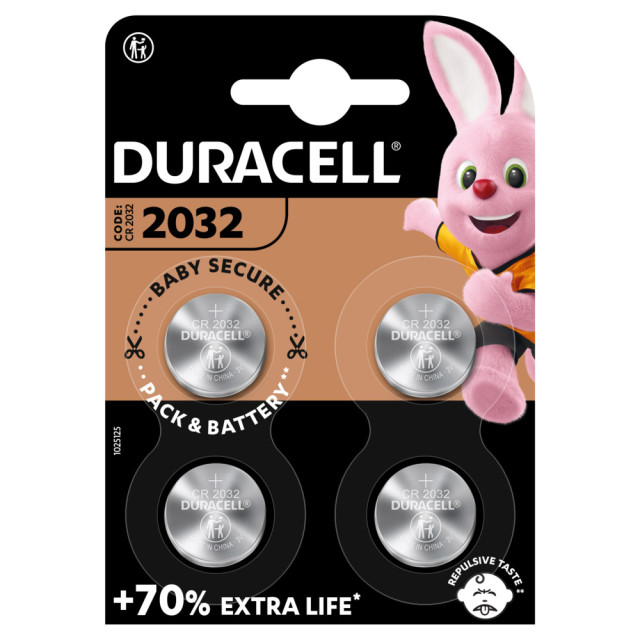 4 Piles Bouton CR2032 DL2032 Lithium 3V 240mAh Duracell