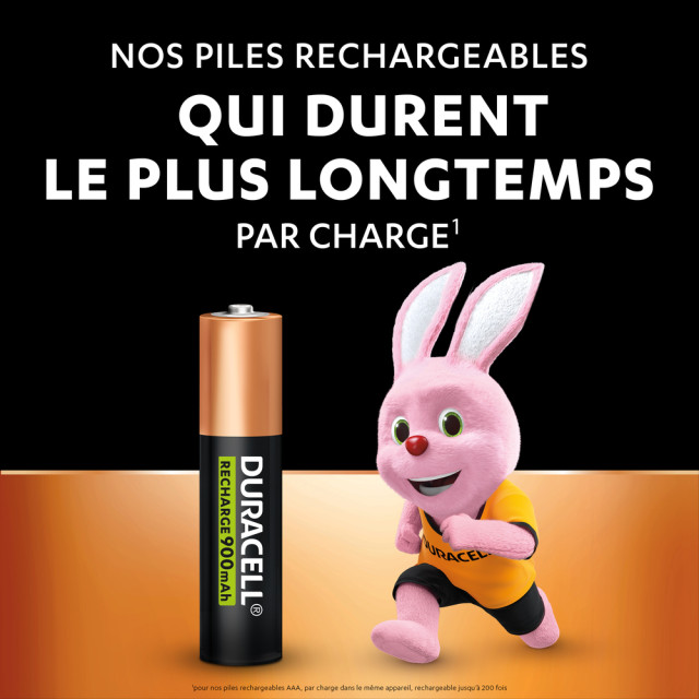 Piles rechargeables NiMH AAA HR03 1.2V 900mAh BL2 DURACELL