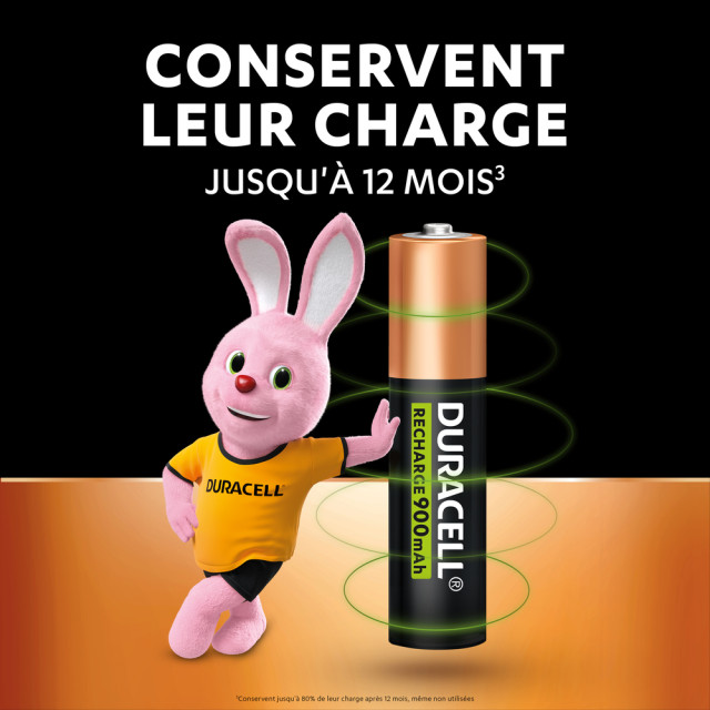 Piles rechargeables NiMH AAA HR03 1.2V 900mAh BL2 DURACELL