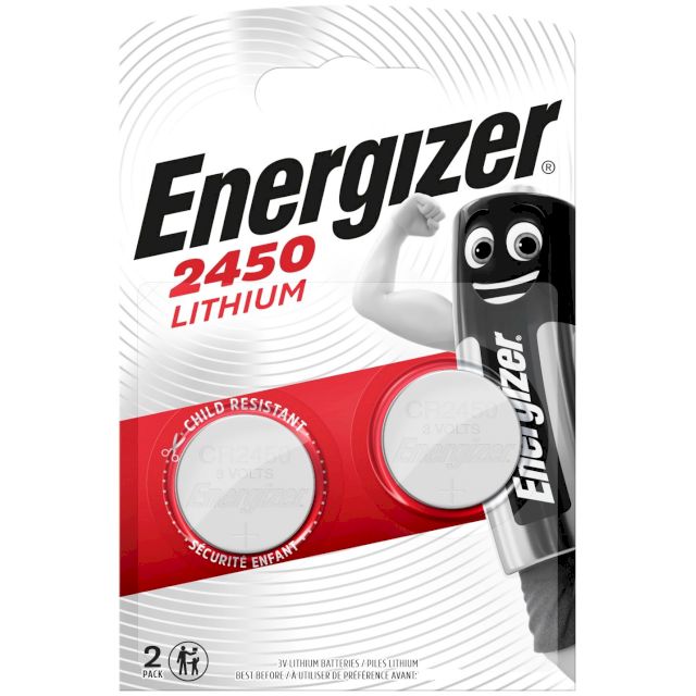2 Piles Bouton CR2450 Lithium 3V 620mAh Energizer