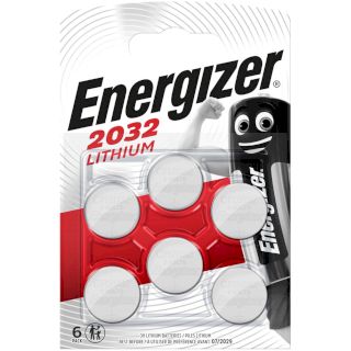 6 Piles Bouton CR2032 Lithium 3V 235mAh Energizer