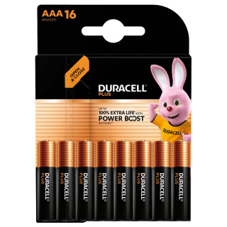 16 Piles Duracell Plus Power Boost MN2400 AAA