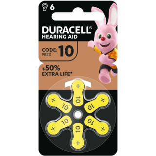 Piles auditives Zinc Air Easytab 10 (PR70) - 1.4V - 95mah BL6 DURACELL