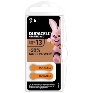 Piles auditives Zinc Air Easytab 13 (PR48) - 1.4V - 290mah BL6 DURACELL