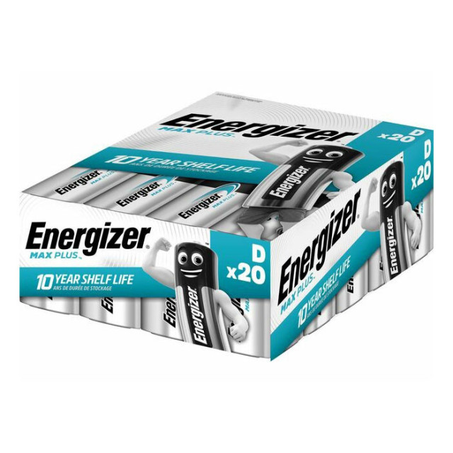20 Piles Alcalines D LR20 Max Plus Energizer