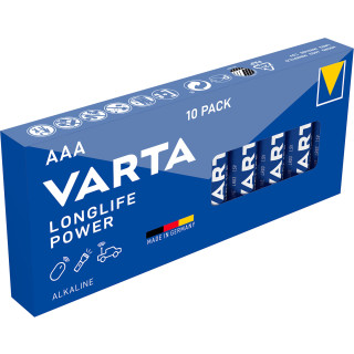 10 Piles AAA LR03 Alcalines Longlife Power 1.5V Varta