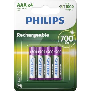 Piles HR03 rechargeables NiMH AAA 700 mAh BL4 PHILIPS