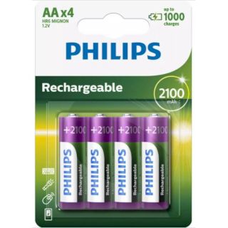 Piles HR6 rechargeables NiMH AA 2100 mAh BL4 PHILIPS