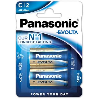 2 Piles Alcalines LR14 C Evolta 1.5V Panasonic
