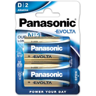 2 Piles Alcalines LR20 D Evolta 1.5V Panasonic